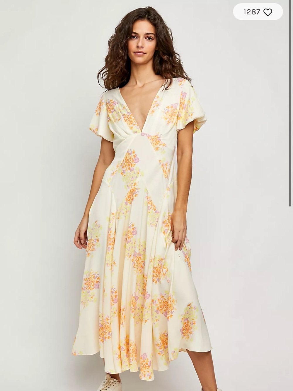 Free People Laura Floral Open Back Midi Dress Size L